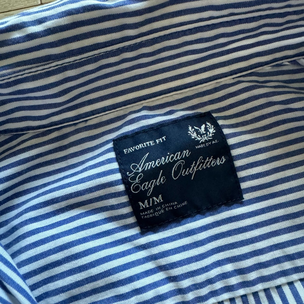 American Eagle Striped Ruffled Button Down Shirt … - image 2